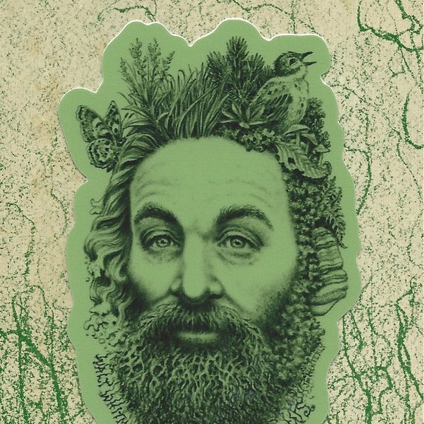Walt Whitman, Nature remains, vinyl, waterproof sticker, 2 shades of green