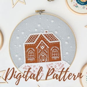 Gingerbread House Embroidery Pattern, PDF Embroidery Pattern, Digital Download, Christmas Embroidery, Embroidery Supplies, Gingerbread House