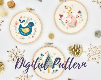 Christmas Ornaments Embroidery Pattern, PDF Embroidery Pattern, Digital Download, Christmas Embroidery, Embroidery Supplies, Baubles