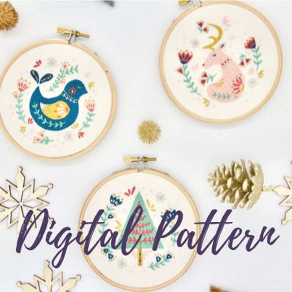 Christmas Ornaments Embroidery Pattern, PDF Embroidery Pattern, Digital Download, Christmas Embroidery, Embroidery Supplies, Baubles