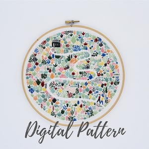 Embroidery Pattern Floral Field, PDF Embroidery Pattern, Floral Embroidery Pattern, Digital Download, Thread Folk, Lauren Merrick