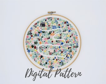 Embroidery Pattern Floral Field, PDF Embroidery Pattern, Floral Embroidery Pattern, Digital Download, Thread Folk, Lauren Merrick