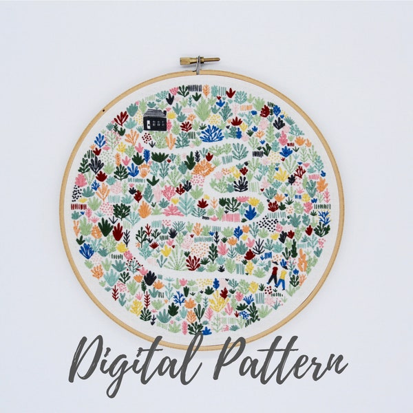 Embroidery Pattern Floral Field, PDF Embroidery Pattern, Floral Embroidery Pattern, Digital Download, Thread Folk, Lauren Merrick