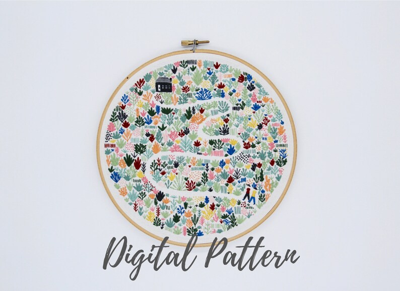 Embroidery Pattern Floral Field, PDF Embroidery Pattern, Floral Embroidery Pattern, Digital Download, Thread Folk, Lauren Merrick 
