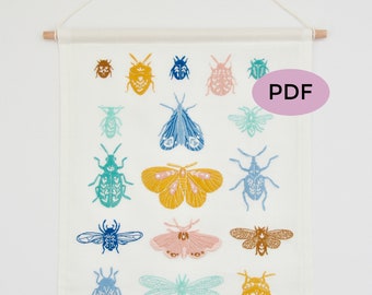 PDF Digital Download - Beetles and Moths Embroidery Pattern - Thread Folk and Oh Baby Bird - Artist Series