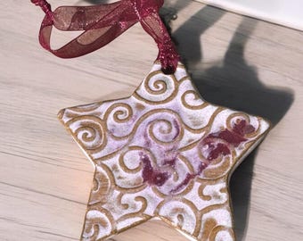 Star Christmas ornament, pottery ornament, handmade, tree decorations, ceramic ornament