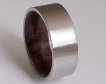 wood ring titanium band wedding ring woman wood man jewelry engagement ring wood wedding band ROSE WOOD