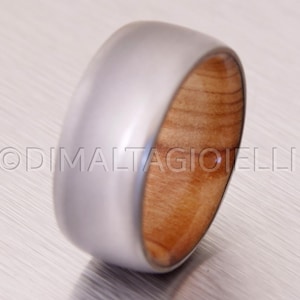 titanium olive ring // wide band wood ring // mens wood ring // wood wedding band // mens wedding ring // her him ring