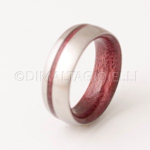 Titanium houten ring Mens Wedding Band verlovingsring paars hart houten ring