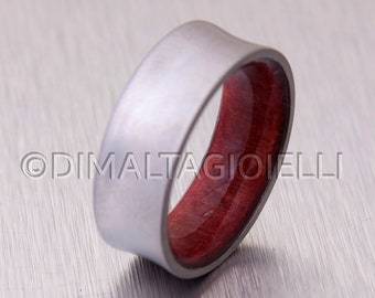 Western Red Cedar Ring for Men and Women , Personalized Gift , 8 mm Titanium wood ring brushed band , wood ring UK , Light wood