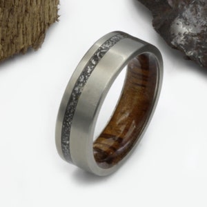 Meteorite wood Ring , Gibeon wedding band, Koa Wood band Unique men wood ring, Anniversary Gift, men wedding band, Flat ring man women