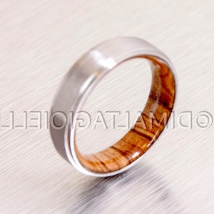 Olive Wood Ring from Branch , Wood Wedding Band , Mens Wood ring , Titanium wood ring , 6 mm band , men women size