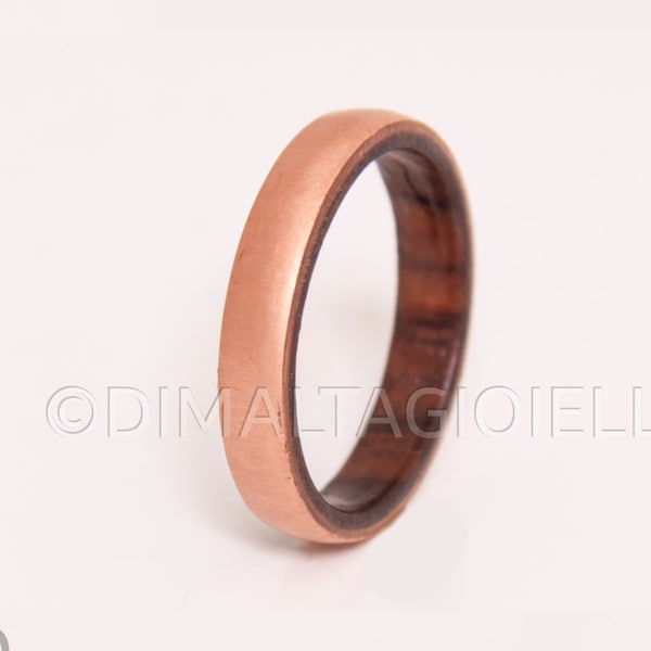 copper wedding ring with wood  mens copper ring  wood ring  wood wedding band  wooden ring cocobolo ring