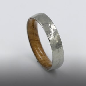 hammered wood ring man wood wedding band olive wood ring titanium wood ring for men and woman