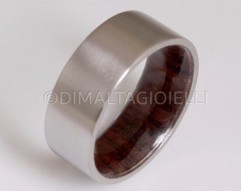 wood ring titanium band wedding ring woman wood man jewelry engagement ring wood wedding band Honduras ROSE WOOD