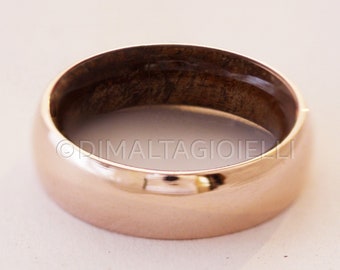 Copper Wedding Band - Copper Wood Ring - Koa wood ring dome shape size 3 to 16 - Man Ring - mens wood wedding band Hawaiian Koa