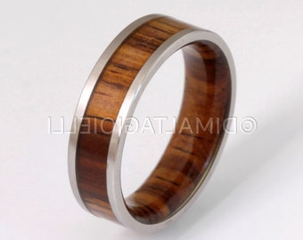 Cocobolo Exotic Wood, Minimalist Wood Ring, Wooden Wedding Band, Gift for her him, Flat Wooden Ring, 6mm Flat Band