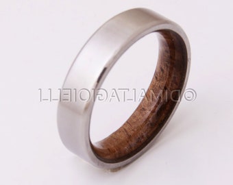 Titanium and Koa wood // Mens Wood Rings //wood Wedding Band //Men's wedding Band // beveled edge