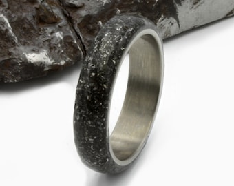 Meteorite wedding ring, Titanium Band, Gibeon space Rock , Gift for men and women, Meteorite Jewelry, 6 mm round band space dust gift