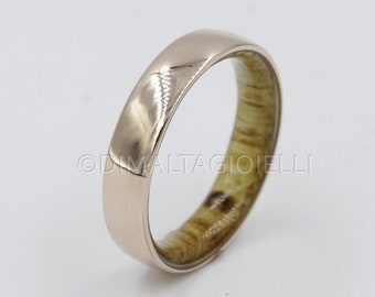 Wooden Elegance Copper Ring: Handcrafted American Oakwood and Whiskey Barrel Stave Inlay Ring