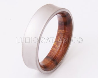 Titanium and iron wood // Mens Wood Rings //wood Wedding Band //Men's wedding Band // curved