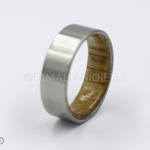 Bourbon Wood Ring, Whiskey Wood Ring, Flat band man, Bourbon Barrel Ring, Whiskey Staves houten ring, 7mm Flat man band, Metal Wood bruiloft