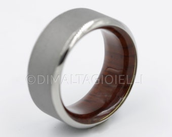 Men's Titanium and Wood Band Ring - exotic wood with Sandblasted Metal - Comfort Fit - US Made Jewelry - Size 3 to 16