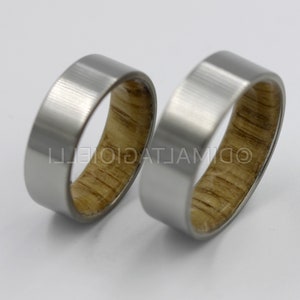 Set van Bourbon houten ringen Whiskey houten ringen platte Titanium Bands Bourbon vat Ring Whiskey notenbalken houten ring 7mm metaal hout bruiloft