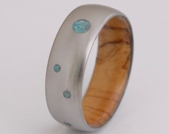 turquoise wedding band wood ring men wedding band olive turquoise ring wood wedding band