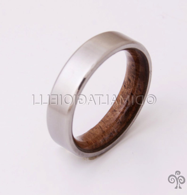 Titanium and Koa wood // Mens Wood Rings //wood Wedding Band //Men's wedding Band // beveled edge Bild 1