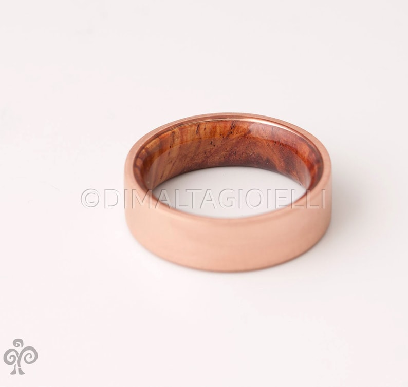 Copper Wedding Band Copper Wood Ring Cocobolo Ring Man Ring mens wood wedding band image 6