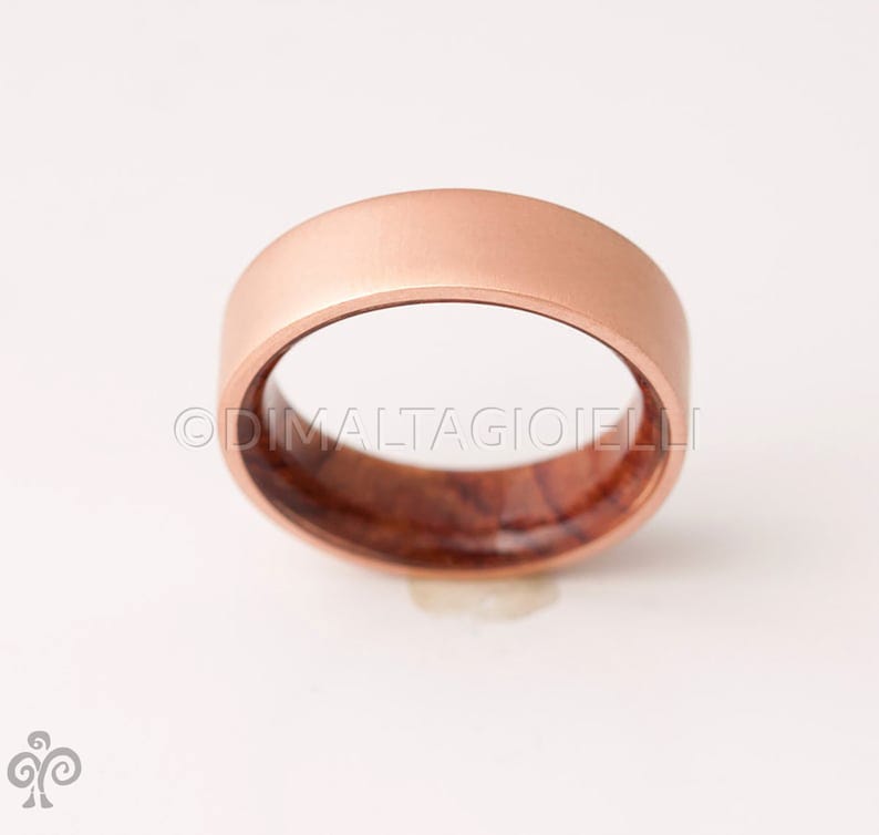 Copper Wedding Band Copper Wood Ring Cocobolo Ring Man Ring mens wood wedding band image 2