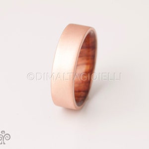 Copper Wedding Band Copper Wood Ring Cocobolo Ring Man Ring mens wood wedding band image 4