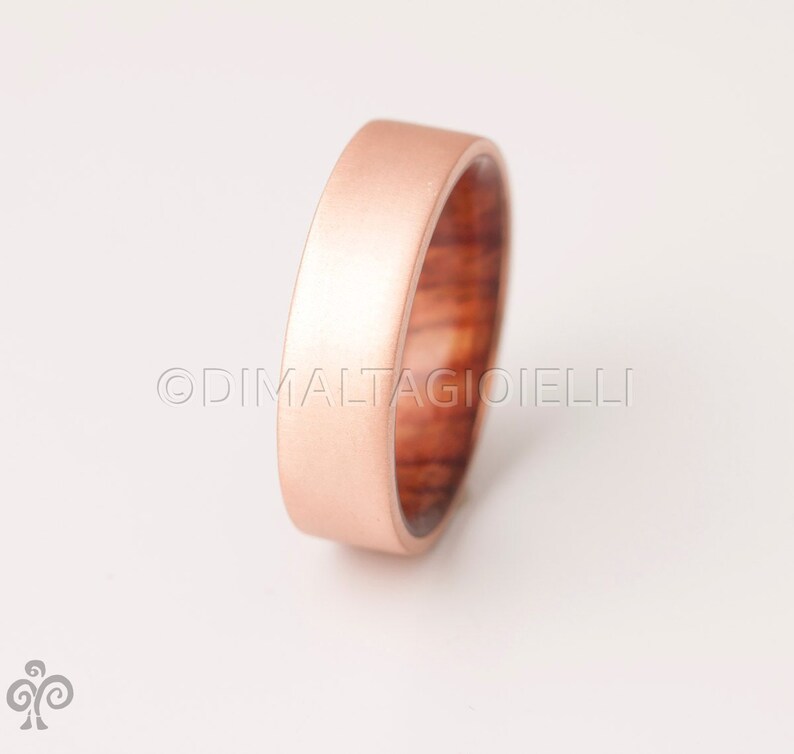 Copper Wedding Band Copper Wood Ring Cocobolo Ring Man Ring mens wood wedding band image 4