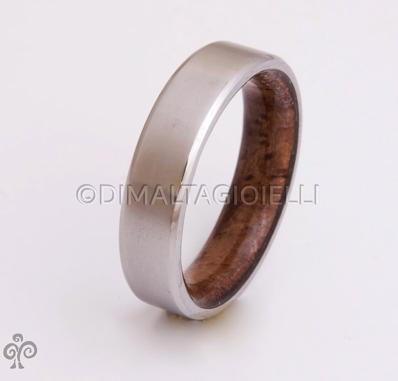 Titanium and Koa wood // Mens Wood Rings //wood Wedding Band //Men's wedding Band // beveled edge Bild 5