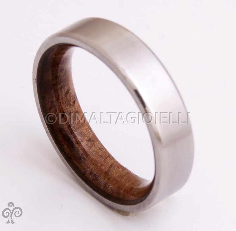 Titanium and Koa wood // Mens Wood Rings //wood Wedding Band //Men's wedding Band // beveled edge Bild 8