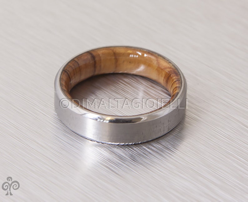 Titanium and Olive Rings // Mens Wood Rings //wood Wedding Band //Men's wedding Band // beveled edge image 8