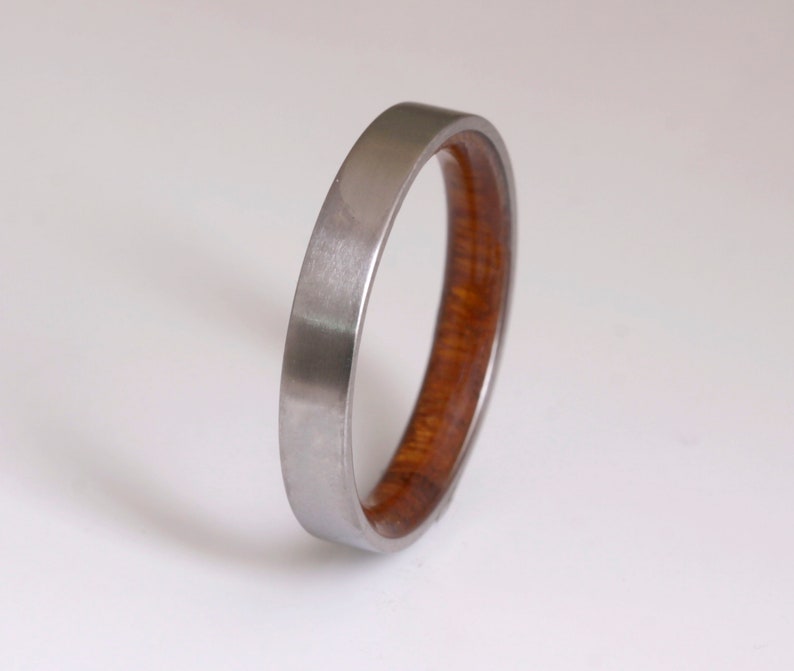 Titanium and iron wood Mens Wood Rings wood Wedding Band Men/'s wedding Band flat edge