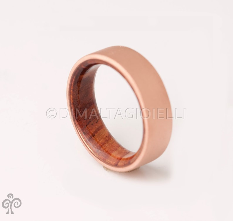 Copper Wedding Band Copper Wood Ring Cocobolo Ring Man Ring mens wood wedding band image 9