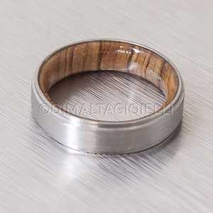 Titanium and Olive Rings // Mens Wood Rings //wood Wedding Band //Men's wedding Band // beveled edge image 3