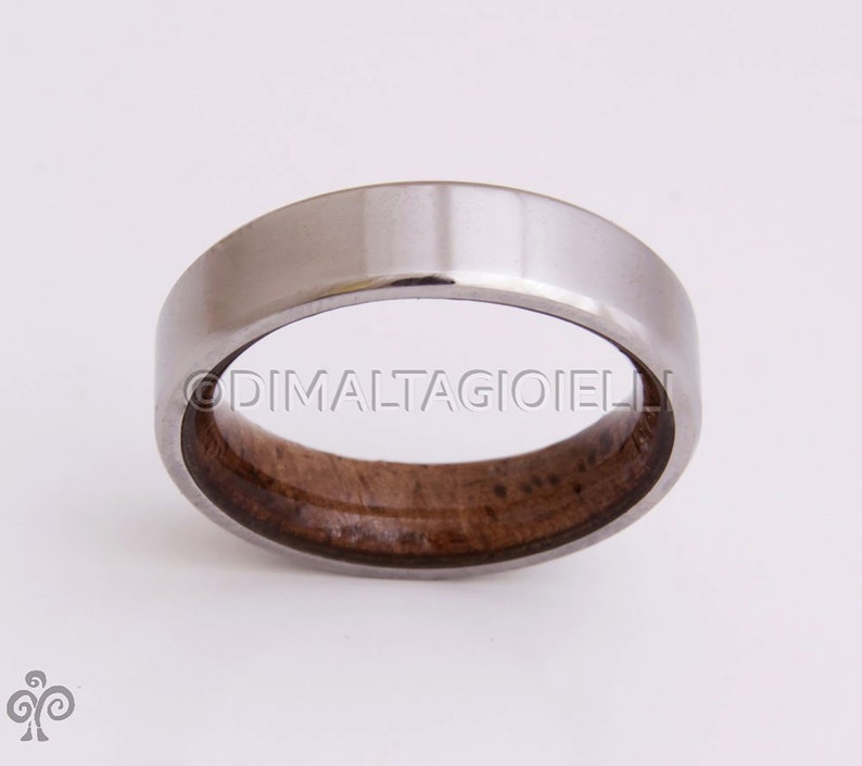 Titanium and Koa wood // Mens Wood Rings //wood Wedding Band //Men's wedding Band // beveled edge Bild 2