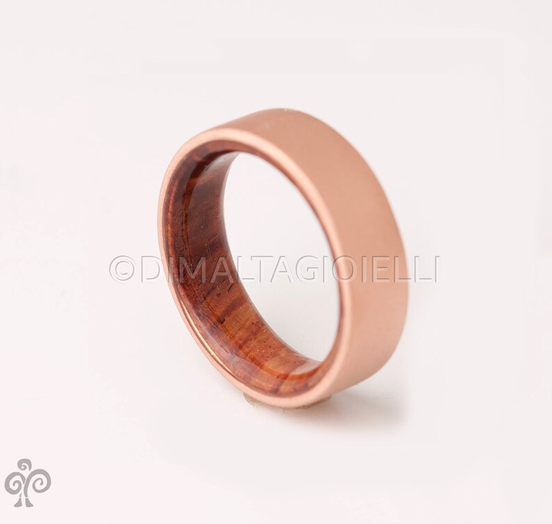 Copper Wedding Band Copper Wood Ring Cocobolo Ring Man Ring mens wood wedding band image 8