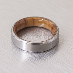 Titanium and Olive Rings // Mens Wood Rings //wood Wedding Band //Men's wedding Band // beveled edge image 5