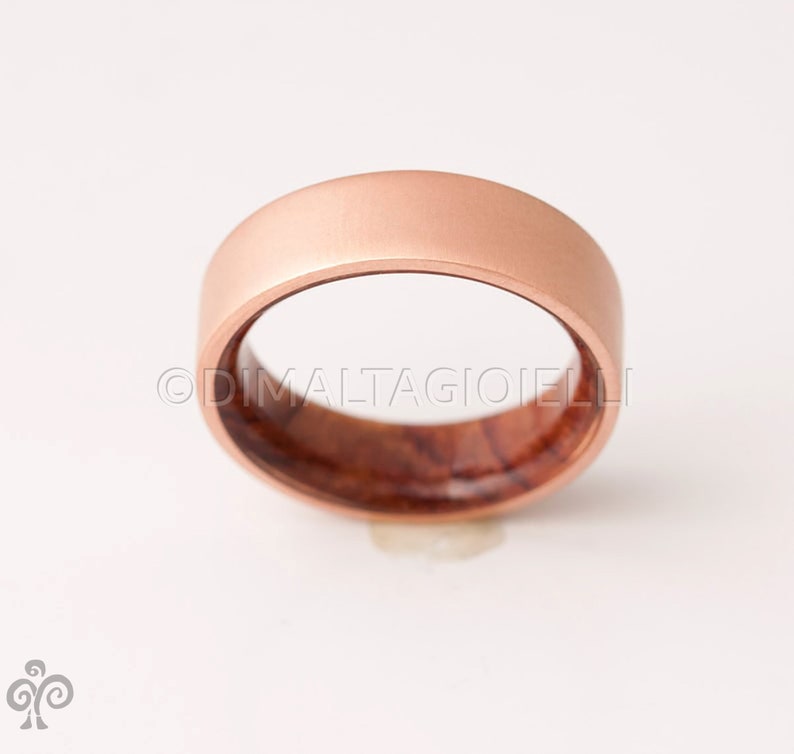 Copper Wedding Band Copper Wood Ring Cocobolo Ring Man Ring mens wood wedding band image 5