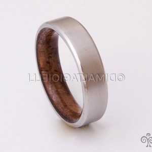 Titanium and Koa wood // Mens Wood Rings //wood Wedding Band //Men's wedding Band // beveled edge Bild 6