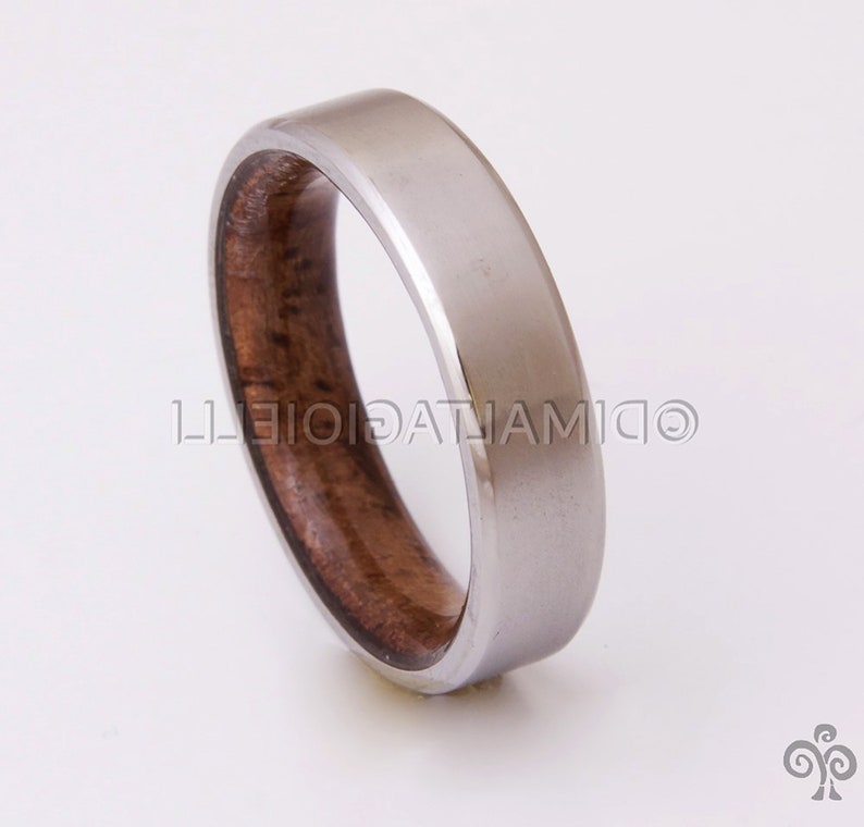 Titanium and Koa wood // Mens Wood Rings //wood Wedding Band //Men's wedding Band // beveled edge Bild 6