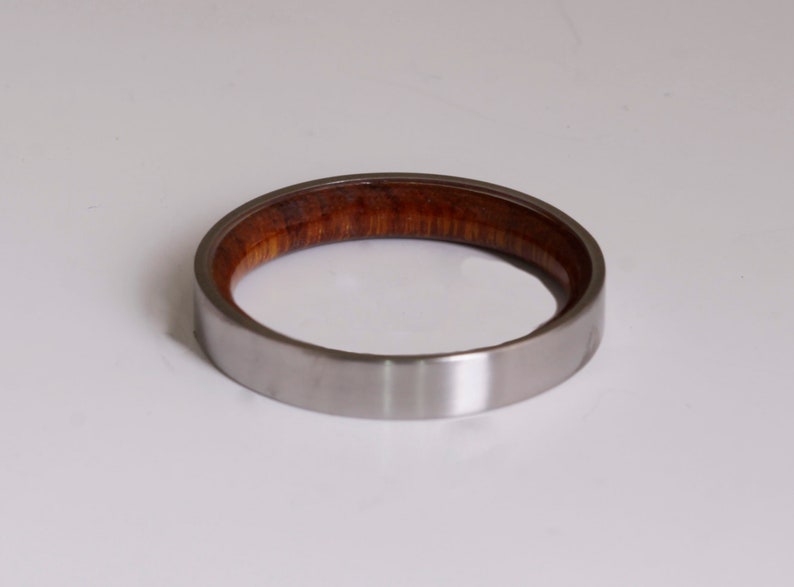 Titanium and iron wood Mens Wood Rings wood Wedding Band Men/'s wedding Band flat edge
