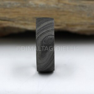 Damascus steel ring Fossil Wood wedding ring black Damascus steel wedding band for men and woman image 7