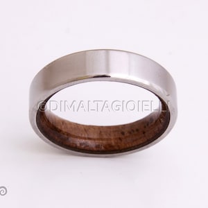 Titanium and Koa wood // Mens Wood Rings //wood Wedding Band //Men's wedding Band // beveled edge Bild 9