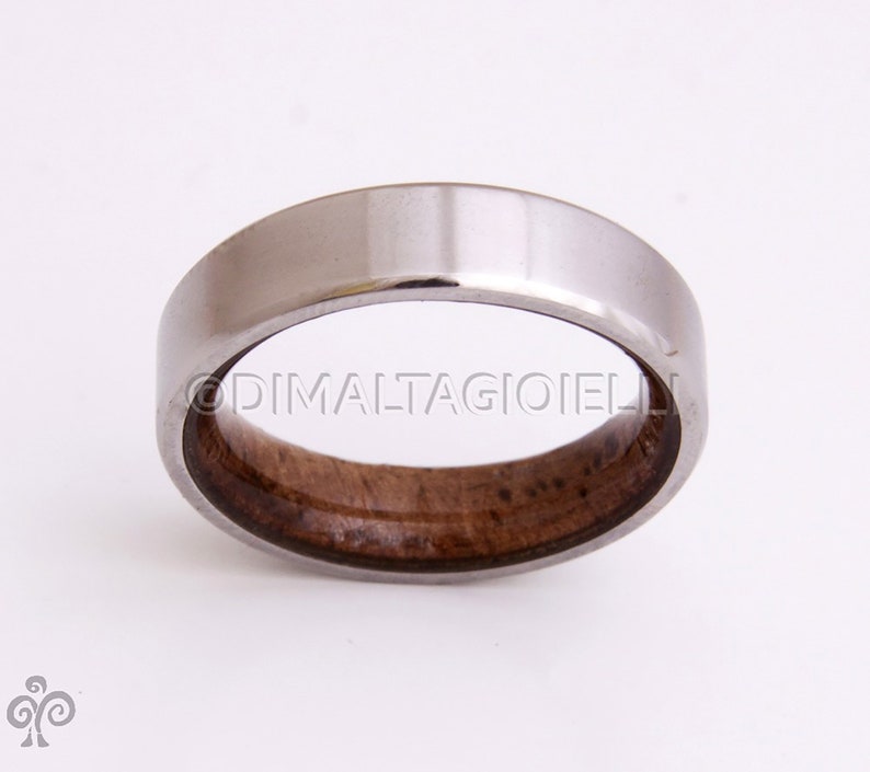 Titanium and Koa wood // Mens Wood Rings //wood Wedding Band //Men's wedding Band // beveled edge Bild 9